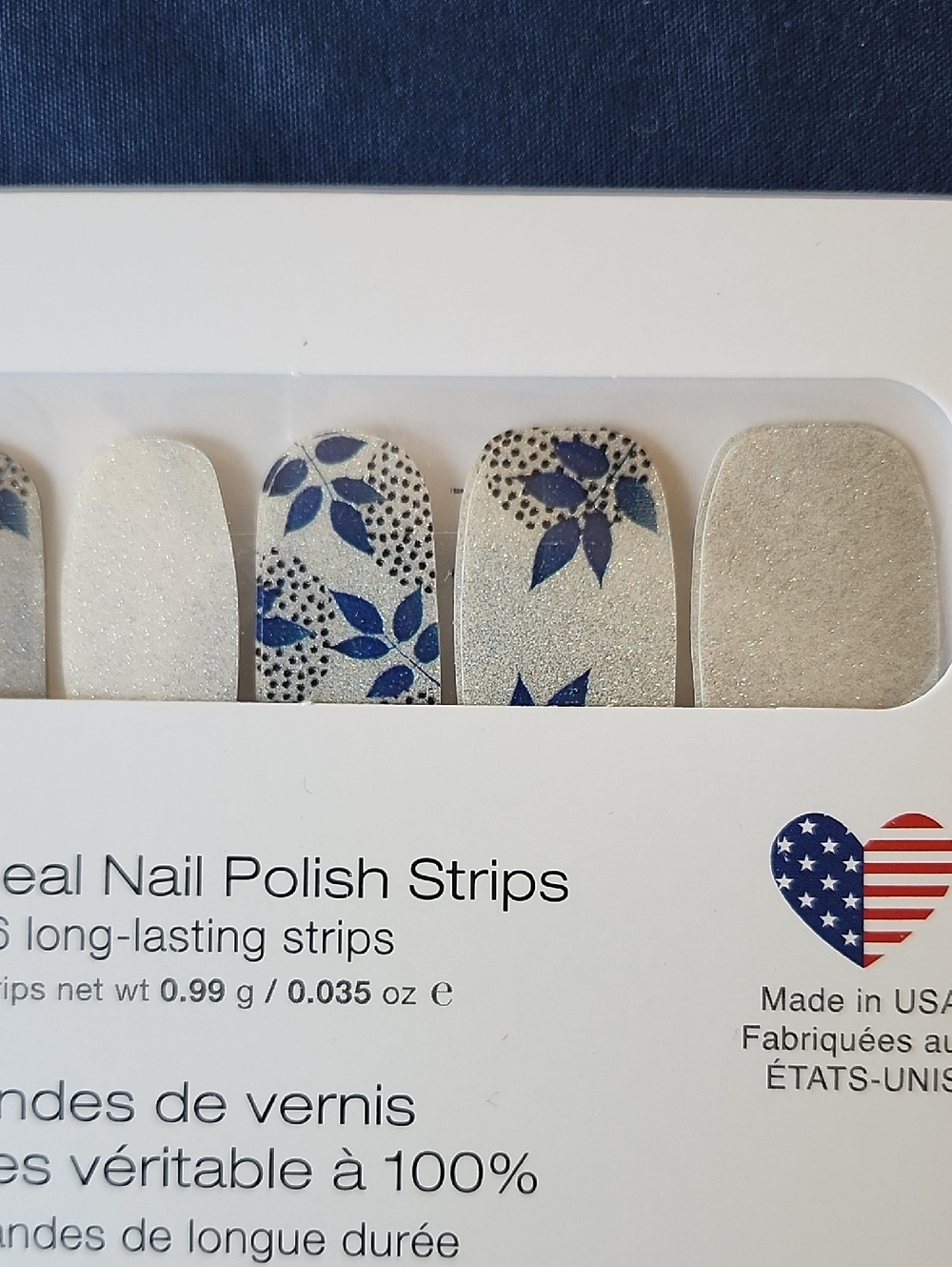 💅B2G1👉*NWT* COLOR STREET "LEAF IT TO ME" 100% NAIL POLISH STRIPS ~BLUE & WHITE